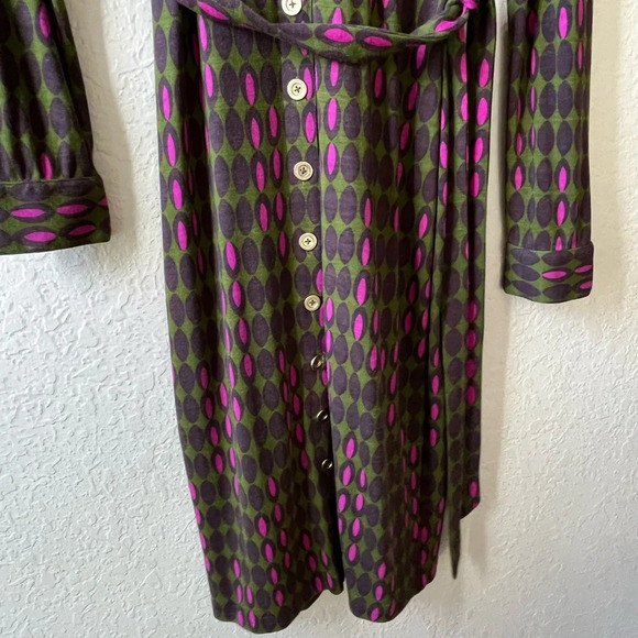 Boden button up shirt dress 70s long sleeve belted indie printed teacher career - Picture 9 of 12